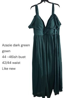 Azazie Deep Green Off-Shoulder Maxi Gown